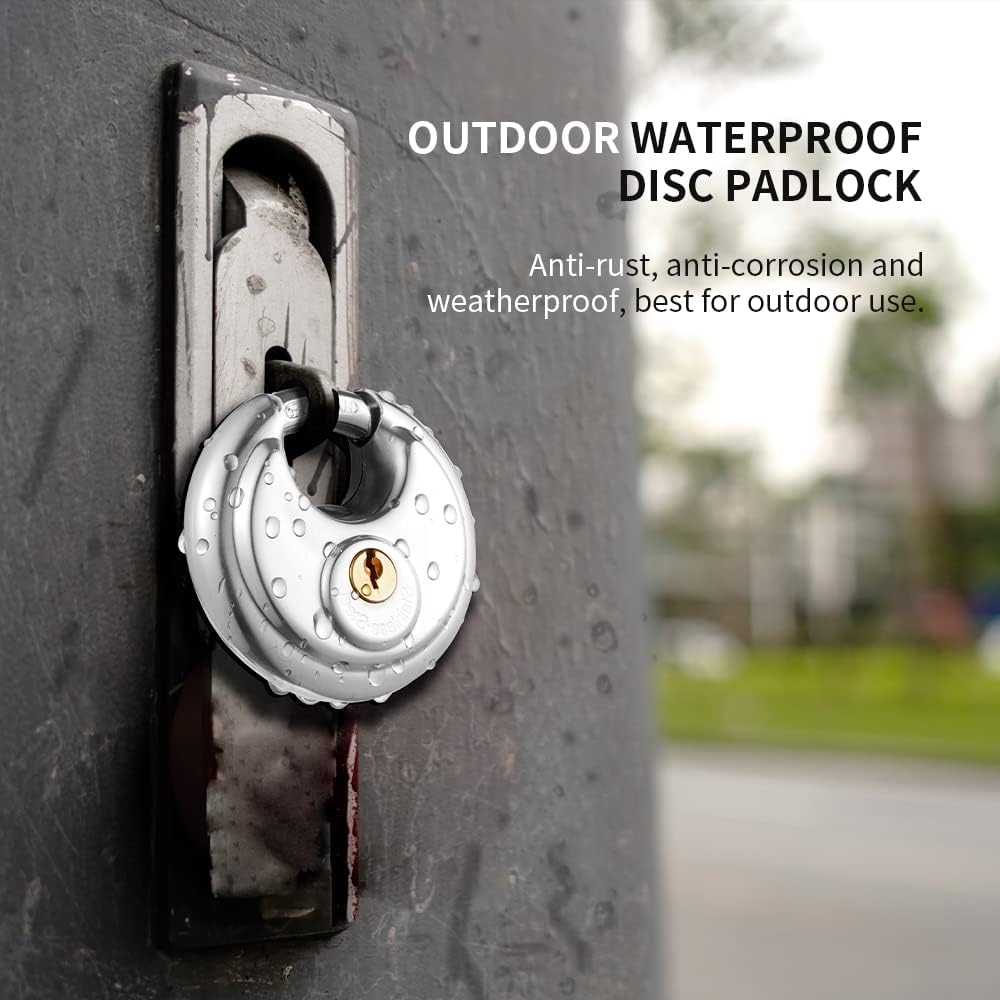 CINCINNO Heavy Duty Stainless Steel Discus Padlocks with Same Key, Outdoor Weatherproof Storage Locks for Storage Units,Garages, Sheds, Trailers,72 Pack