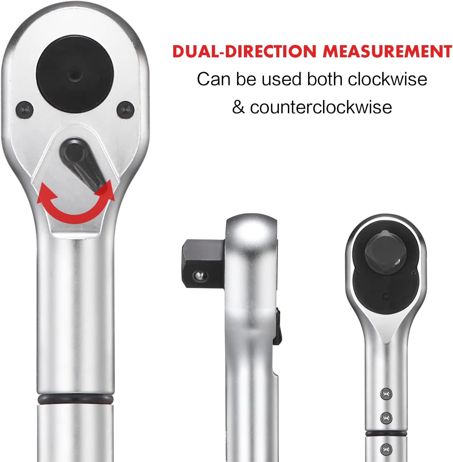 1-Inch Drive Click Torque Wrench, 200-1000ft.lb / 271-1356.7Nm Dual-Direction Adjustable Torque Wrench Set with Buckle