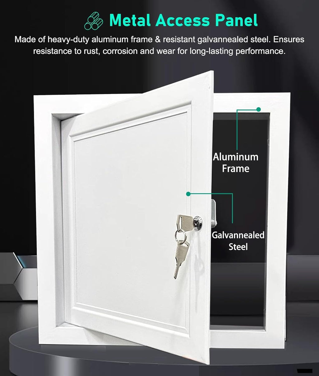 Metal Ceiling Wall Hatch Access Panel, Electrical Attic Door with Lock and Key White, Drywall Access Door Panel Service Cover Plate(18x24in(457x610mm))