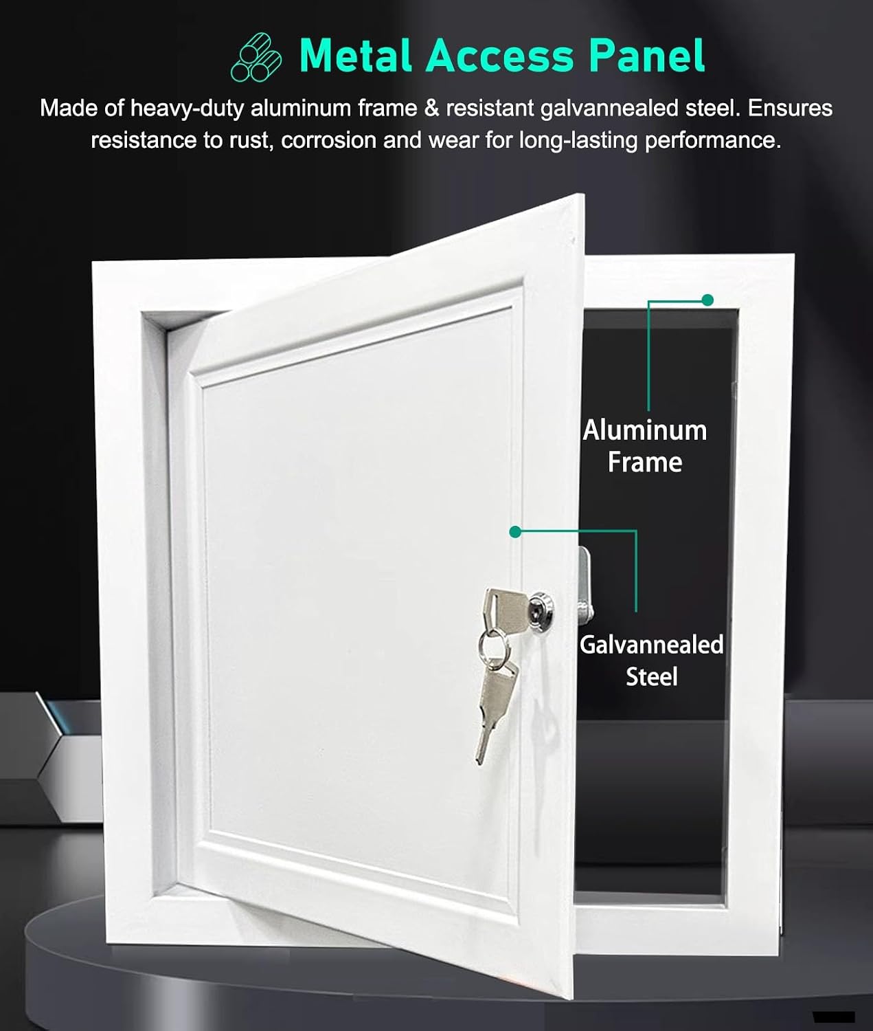 Metal Ceiling Wall Hatch Access Panel, Electrical Attic Door with Lock and Key White, Drywall Access Door Panel Service Cover Plate(18x22in(457x559mm))