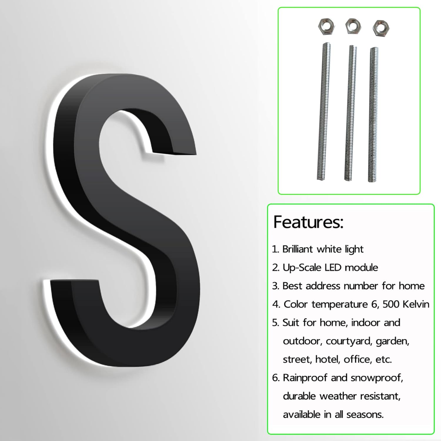 Illuminated LED House Numbers Signs For Outside, 14 Inch Backlit LED Home Address Numbers Signs Plaques, Lighted Up Door Numbers Plaques Personalised,9