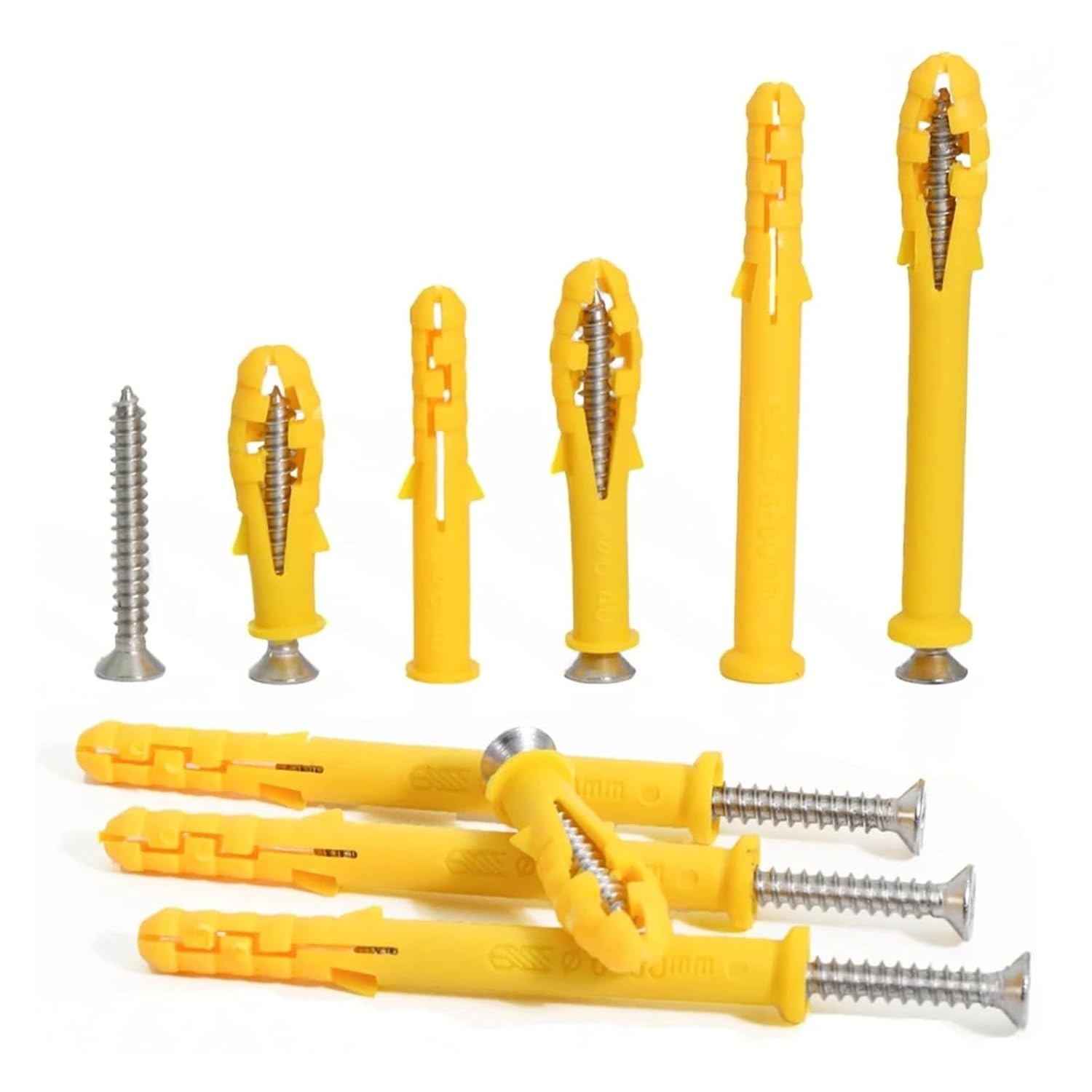 Plastic Expansion Tube Bolts M6x30/M8x40 Wall Screws Anchor Plugs with Self-Tapping Ribbed Plastic Expansion Screw Small Yellow(M8x40)