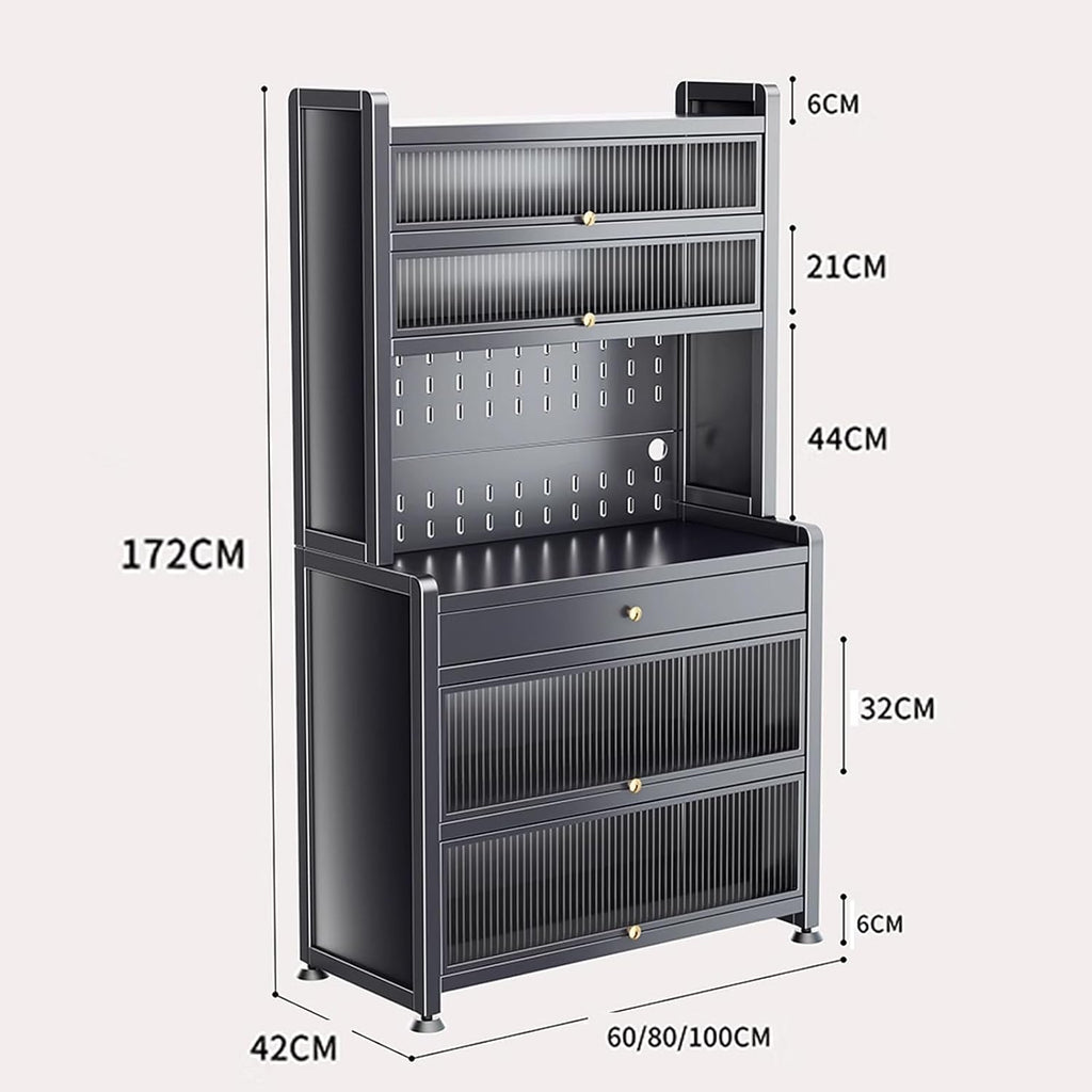 Floor Kitchen Storage Cabinets for Small Spaces, Kitchen Cabinets with Countertop and Drawers for Food Storage, Kitchen Baker's Rack with Open Operator Console(White,60cm)