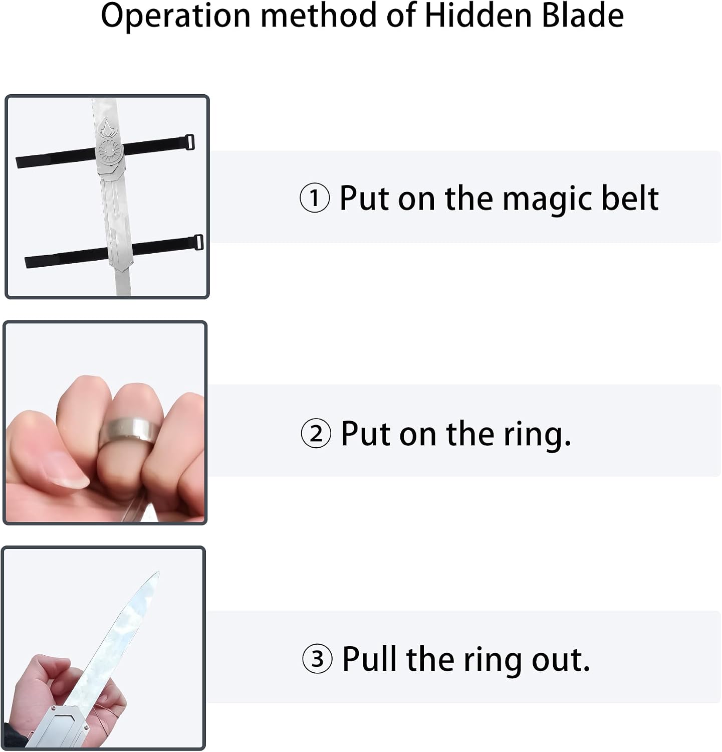 Metal Hidden Blade 1:1 Replica Retractable Stainless Steel Props Telescopic Mechanism for Cosplay & Collectors (Ezio)