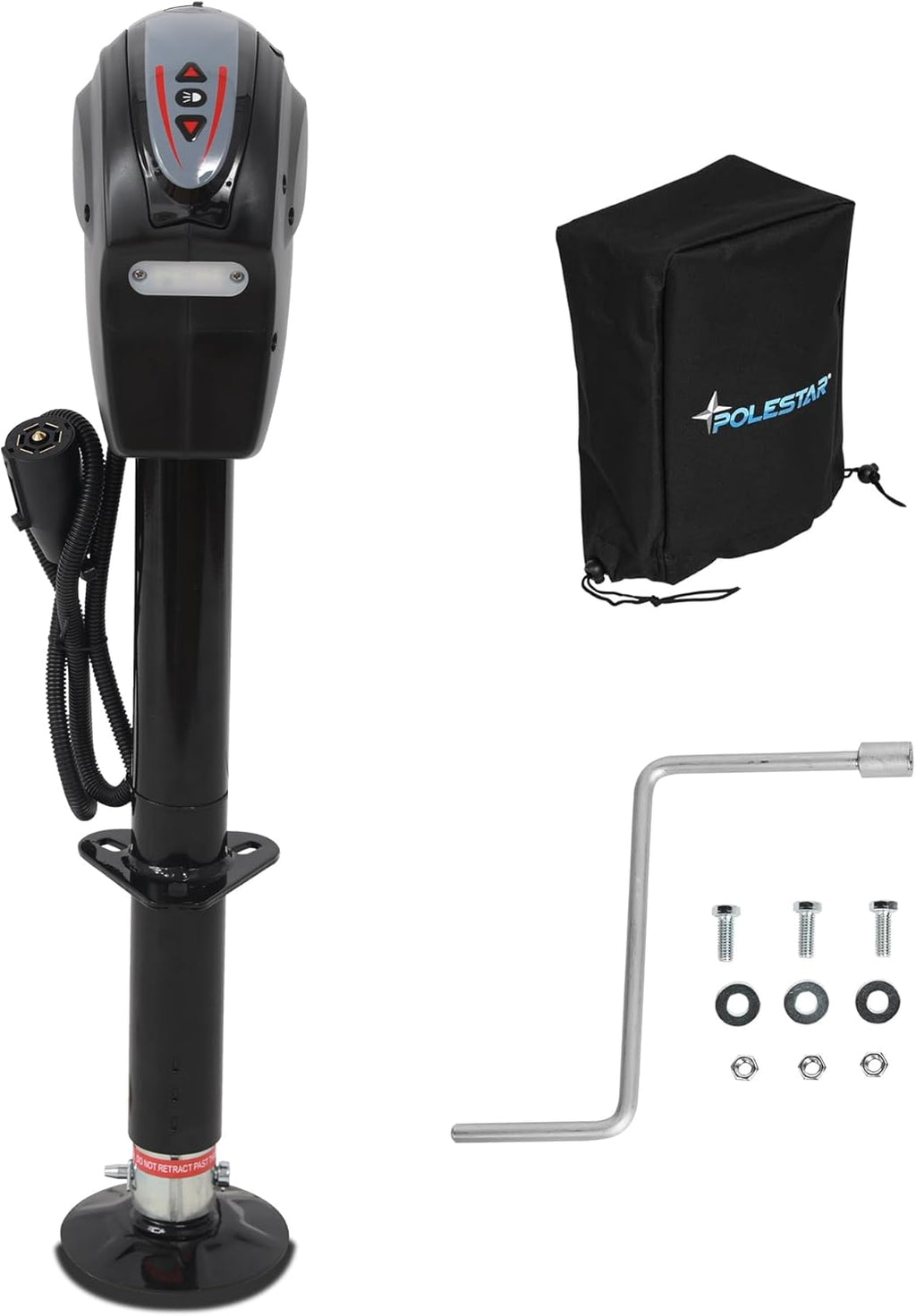 POLESTAR Electric Trailer Jack with Backlit Control Touch Panel, 5000lbs Electric Power A-Frame Tongue Jack with Waterproof Cover & LED Light for Travel Trailer Camper, RV, 12V DC 7-Way Plug