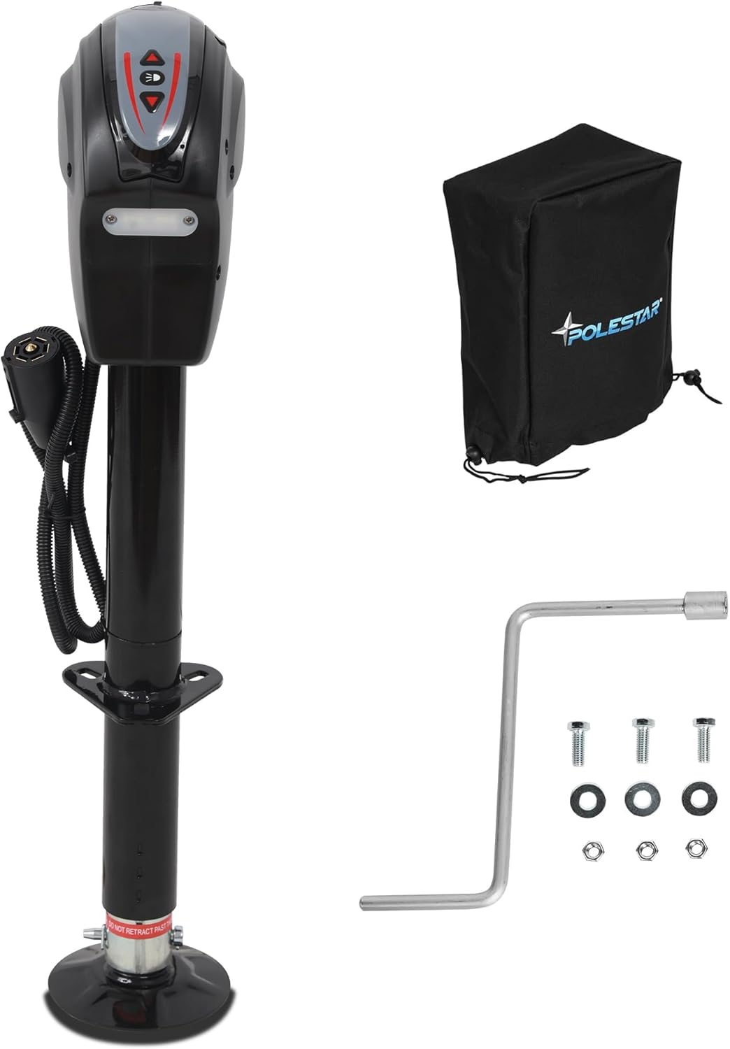 POLESTAR Electric Trailer Jack with Backlit Control Touch Panel, 5000lbs Electric Power A-Frame Tongue Jack with Waterproof Cover & LED Light for Travel Trailer Camper, RV, 12V DC 7-Way Plug
