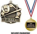 T-Ball Medals, 2' Gold Kids T-Ball, Baseball Medal Award with Free Custom Engraving