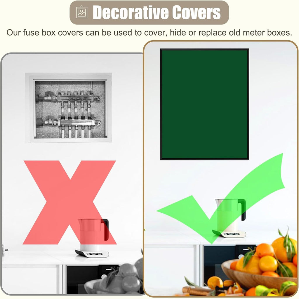 Vertical Meter Box Cover for Breaker Panel, 30x40cm / 12x16inch Electrical Panel Cover for Wall Decoration, Indoor Fuse Box Plate for Replacement(Black,50x70cm(19.7x27.6))
