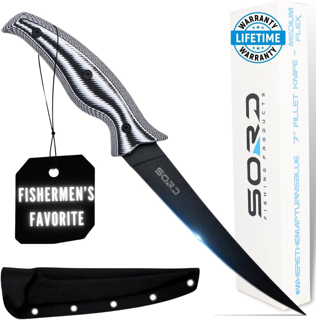 SORD Fillet Knife - 5-9' Filet Knives For Fish - Razor Sharp Boning Knife - Saltwater and Freshwater Fishing - Includes Kydex Sheath - Full Tang Blades | G10 Non Slip Grip | Corrosion Resistant