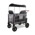 WonderFold W4 Luxe Pro Stroller Wagon - Collapsible Stroller Wagon with Aluminum Frame - Adjustable Canopy & Push Handle - XL All-Terrain Wheels - For Babies, Toddlers & Kids - 4 Seater - Gray