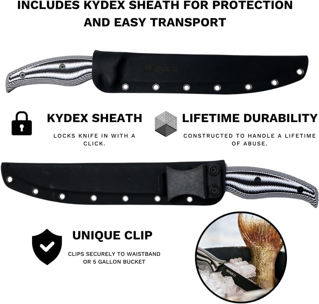 SORD Fillet Knife - 5-9' Filet Knives For Fish - Razor Sharp Boning Knife - Saltwater and Freshwater Fishing - Includes Kydex Sheath - Full Tang Blades | G10 Non Slip Grip | Corrosion Resistant