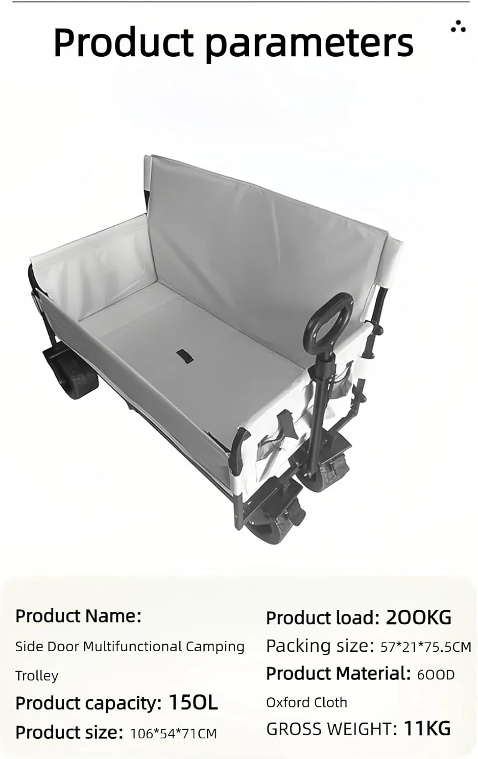 Sofa Wagon Foldable Cart Convert to Bench, Collapsible Heavy Duty Cart with Wheels, All Terrain Camping, Utility Grocery Wagon for Beach, Shopping, Garden, Sports and Fishing (Black)