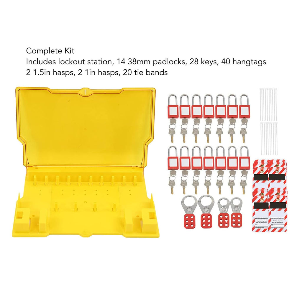 Lockout Tagout Station, Loto Kits, Lock Out Tag Out Kits, Security Lock Set, Including Padlocks Keys Hasps Hangtags Visual Lockout Kit Board, for Factory Warehouse