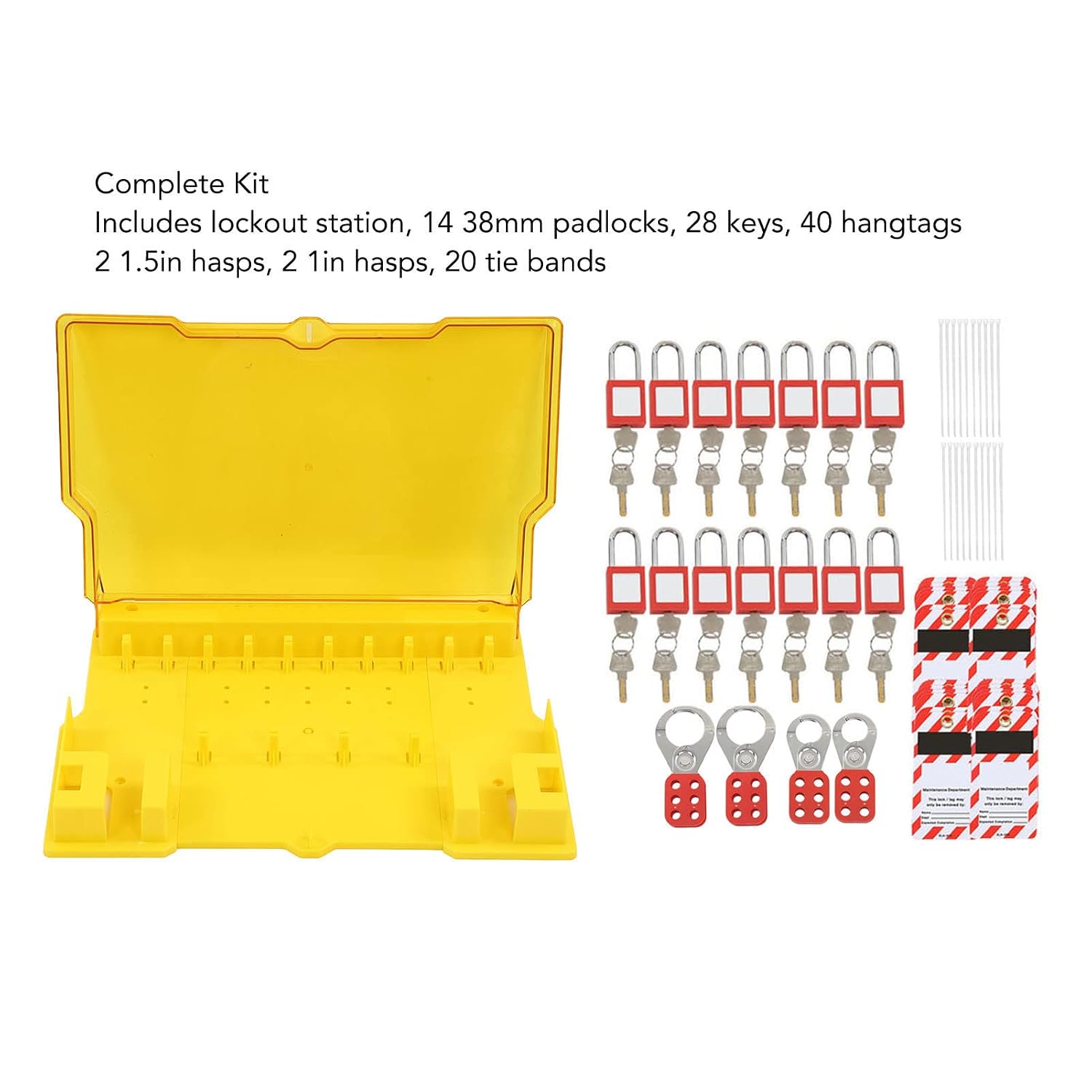 Lockout Tagout Station, Loto Kits, Lock Out Tag Out Kits, Security Lock Set, Including Padlocks Keys Hasps Hangtags Visual Lockout Kit Board, for Factory Warehouse