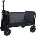 Wagonpro Folding Utility Wagon with Convertible Bench Seat, Collapsible All-Terrain Cart with 360° Swivel Wheels, Portable Outdoor Wagon for Camping, Beach, Sports Events, Black