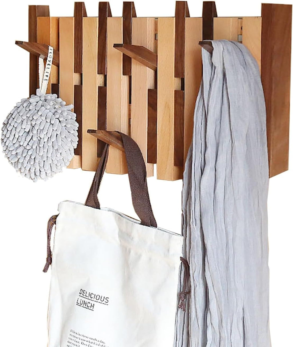 Electrical Panel Cover Wooden Fuse Box Cover Like Piano Key, Breaker Panel Cover for Hide Ugly Electrical Panels Cover, Creative Meter Box Cover Used as a Coat Rack(Multi-Colored,8 Hooks)