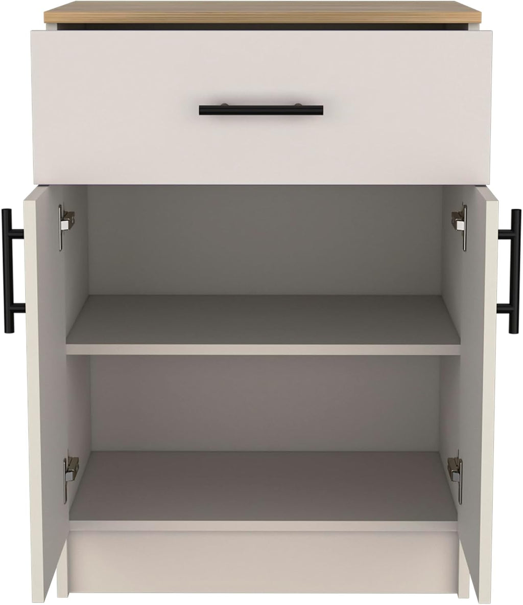 24' Spacious Drawer Freestanding Storage Cabinet, Kitchen Storage Bakers Rack with Double Doors, Utility Food Cupboard with Interior Shelves for Kitchen Organization, Multicolor