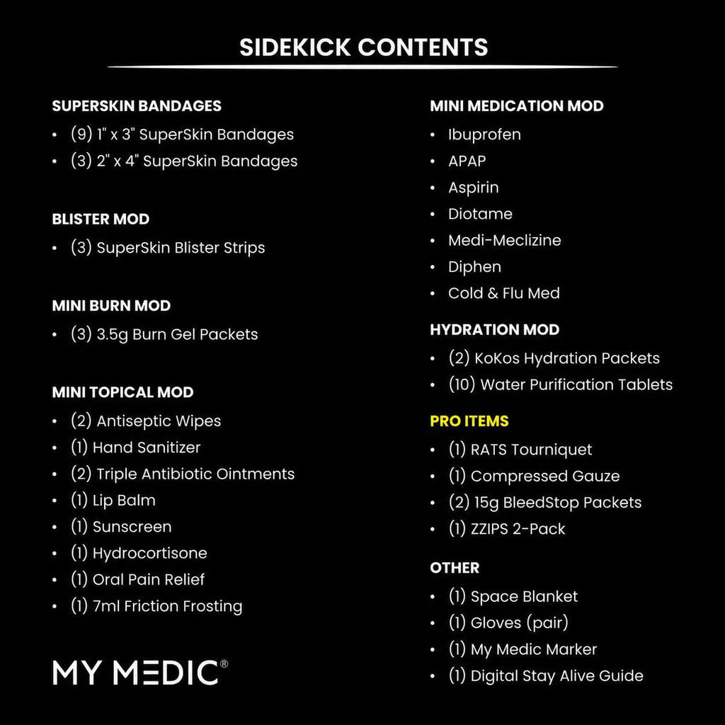 My Medic Sidekick Pro - Camping Hiking and Backpacking First Aid Kit - 70 Items with Tourniquet - HSA and FSA Eligible - Small Ifak Great for Travel or Motorcycle - Portable Emergency Kit – Coyote