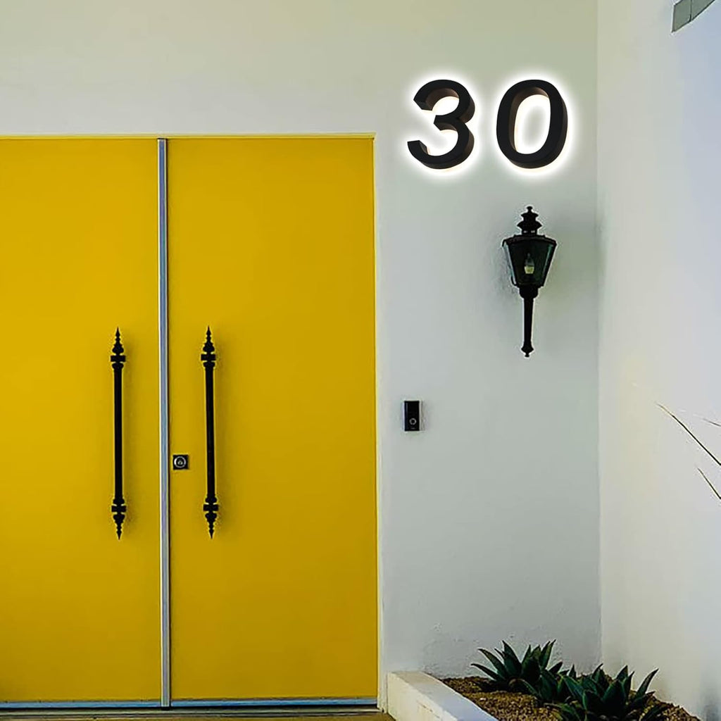 Backlit LED House Numbers For House Street, 20' Personalised Illuminated Modern House Address Numbers Sign Lighted Address Plaque,W