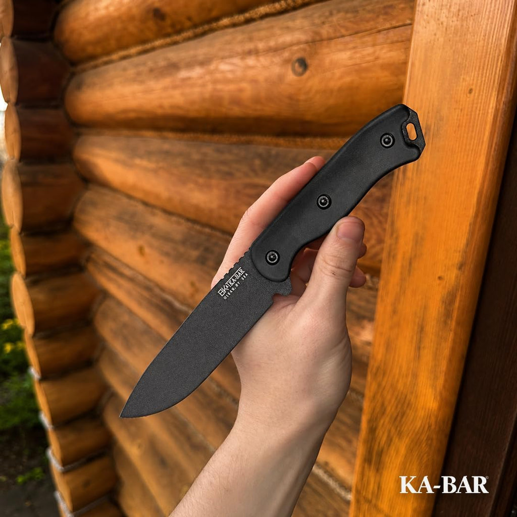 KA-BAR BK16 Becker Fixed Blade Knife 4.4' Drop Point 1095 Cro-Van Black Powder Coat Blade Grivory Handle Black