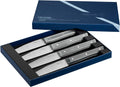 OPINEL Facette Steak Knife Set – Full Tang Table Knife Setting for 4, Comfortable Riveted Handle in Premium Woods and Vitter Eco, Made in France (Slate VittEr)