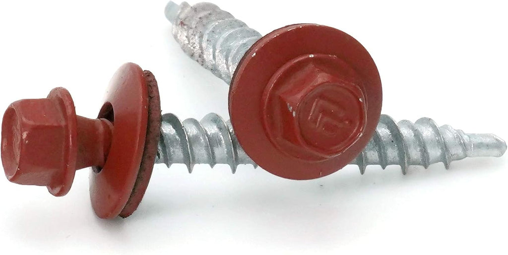 Hex Washer Head Mechanical Galvanized Mini Driller Roofing Screws Red Finish - #10 x 1-1/2' Qty 1000
