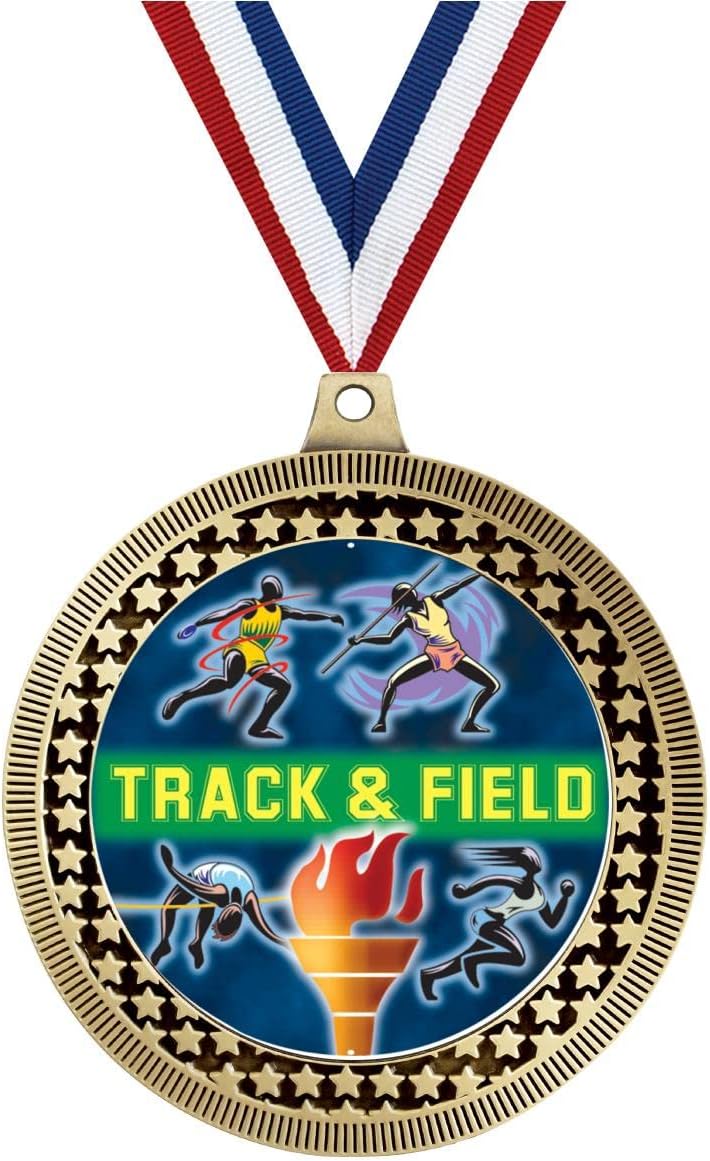 Crown Awards 2.75' Track & Field Award Medal, Gold Vega Track & Field Team Trophy Award Includes Free Neck Ribbon