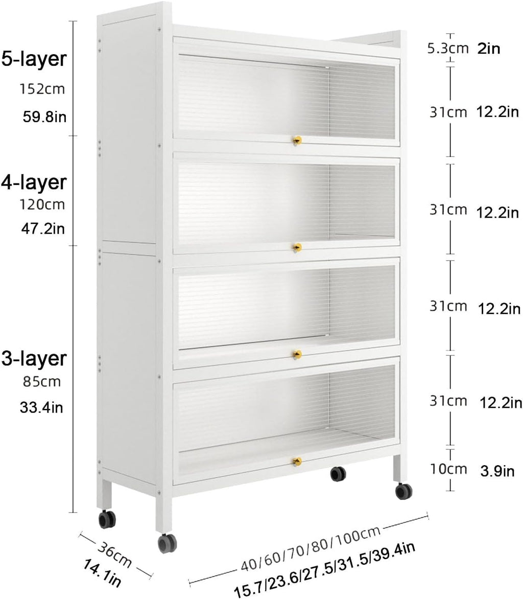 Microwave Storage Stand, Kitchen Pantry Storage Cabinet Coffee Bar Cabinet with Drawer, Kitchen Storage Cabinet, Kitchen Baker's Rack with Flip Door Cabinet, 4 Layers, 60cm/23.6in