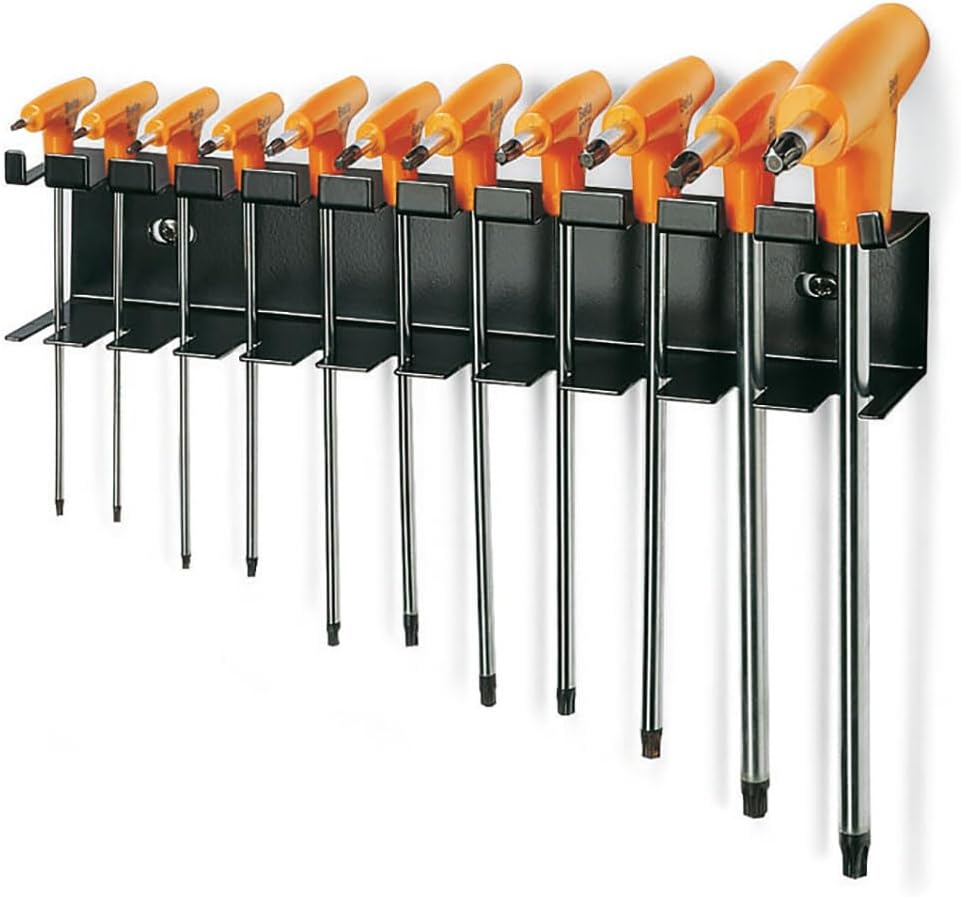 Beta 97TTX Set of 11 Torx Star T-Handle Hex Key Wrenches | High Torque Ergonomic Allen Wrench with Dual Torx Tips | Drop Prevention Hole | Storage Rack | Industrial Strength | Made in Italy