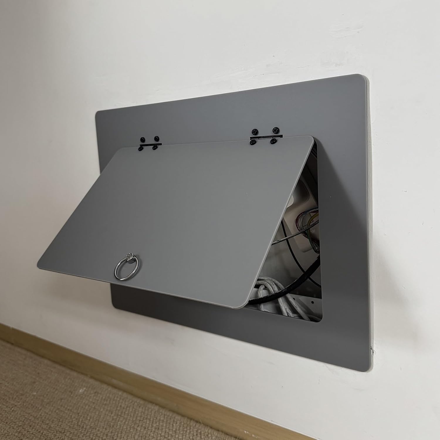 Electrical Panel Cover Self-Adhesive Acrylic Breaker Box Cover, Electrical Panel Cover with Pull Ring Handle, Wall-Mounted Circuit Breaker Panel for Home/Office(Gray,35 x 25cm-13.8 x 9.8)