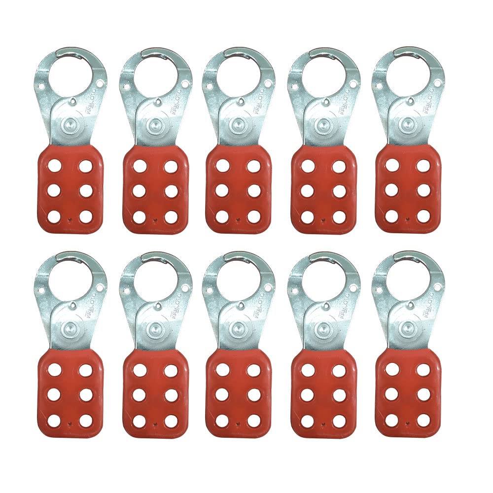 10pcs KRM LOTO - Vinyl Molded Coated HASP - Small - JAW Dia - 25 MM - RED