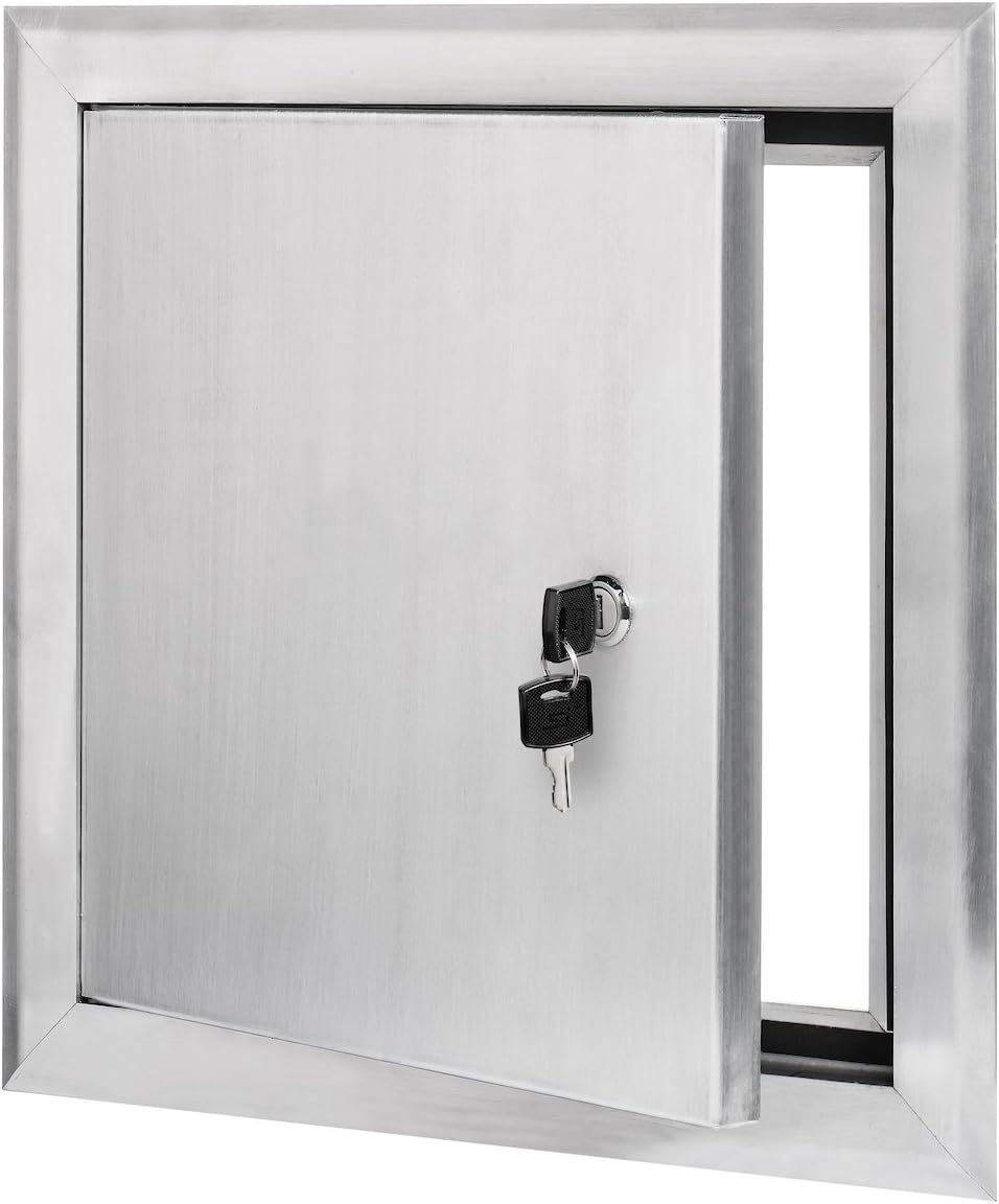 Premier by Dynasty Hardware 14x14 Universal Aluminum Access Panel Door with Keyed Latch, Insulated for Exterior Application Use, Wall or Ceiling Mounted for Drywall, Plumbing, Electrical, 2400 Series