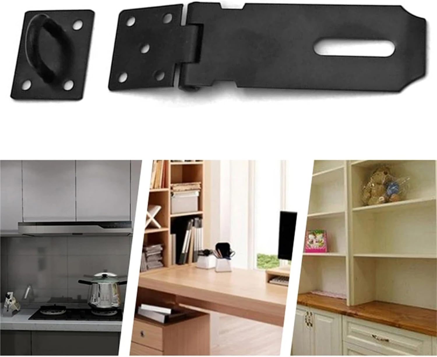 Stainless Steel Door Hasp Latch Lock Durable Home Anti-Theft Safety Buckle Plate for Padlock for Cabinet Drawer D(Sliver 5 inch)