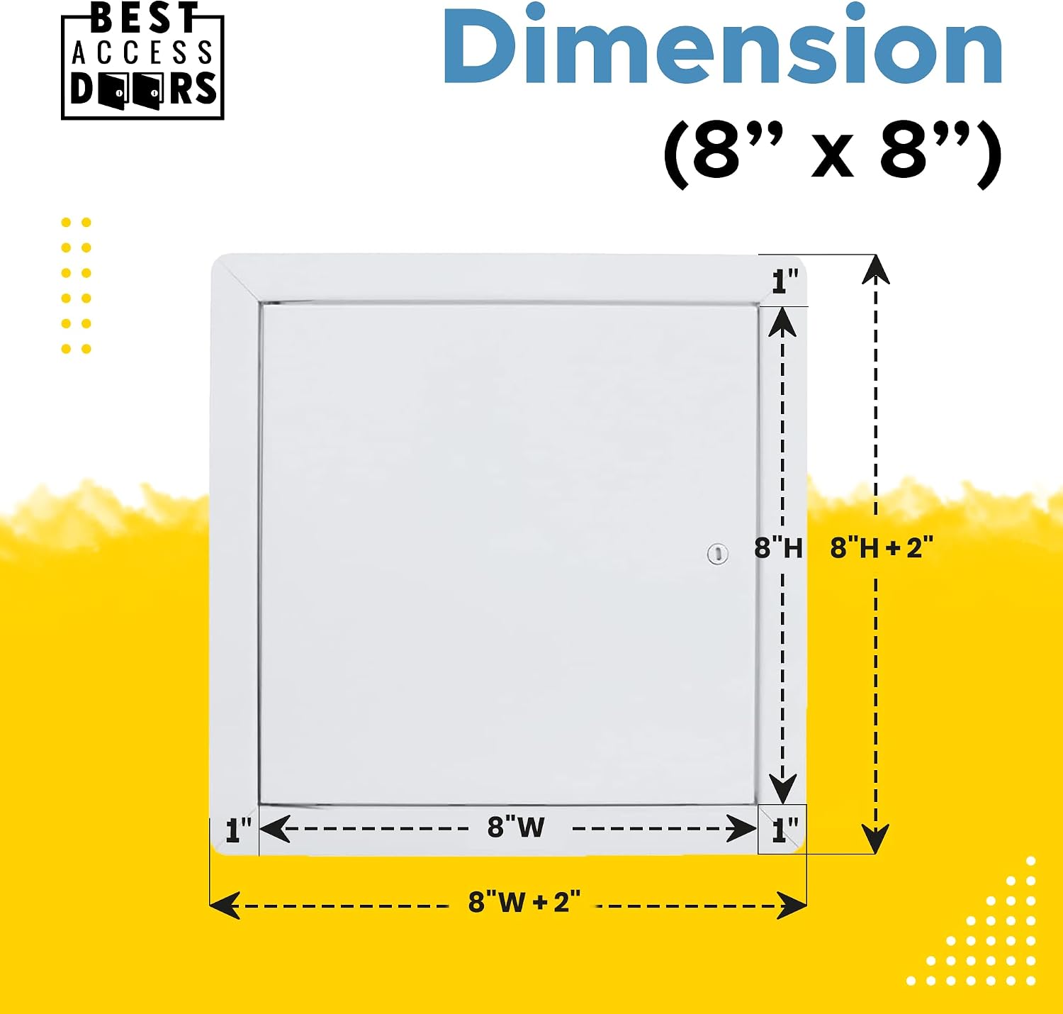 Best BA-AHD 8' x 8' Metal Access Panel with Concealed Pin Hinge, LEED Compliant 16-Gauge Steel Access Door for Non-Rated Drywall/Ceilings, White Drywall Panel with Rounded Corners, Screwdriver Latch