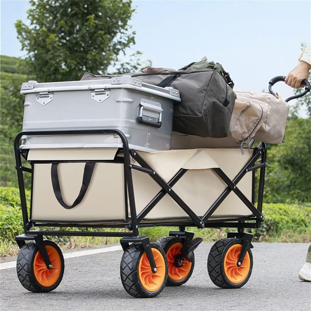 Folding Wagon Cart Beach Wagon Grocery Wagon Outdoor Utility Wagon 8' Wheel Portable Collapsible Camping Cart Garden Shop Sport Beach Hand Trolley Bearing 150 Kg Garden Wagon Utility Wagon Grocery Car