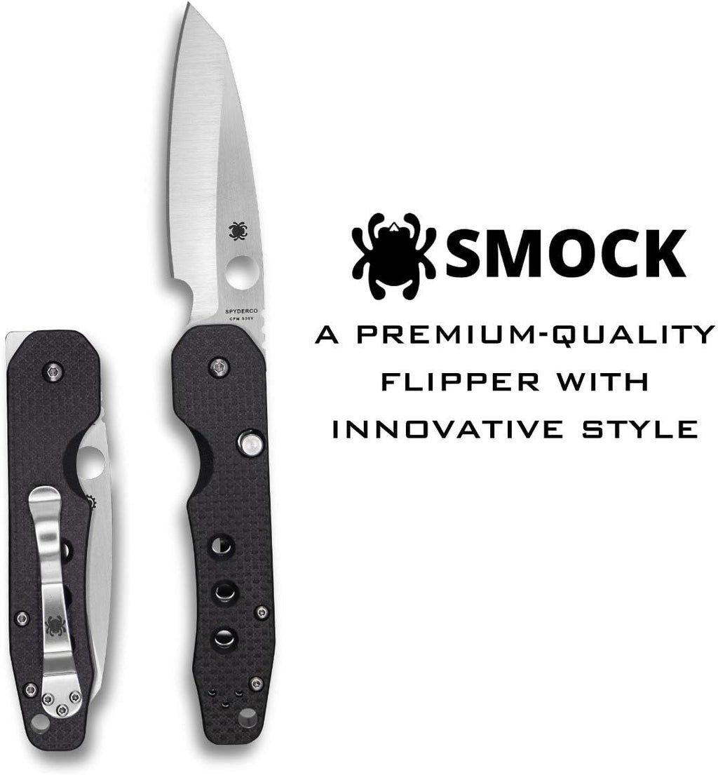 Spyderco Smock Folding Pocket Knife with 3' CPM S30V Steel Blade and Carbon Fiber/G-10 Laminate Handle - EDC Knife for Men and Women, Perfect for Hunting, Tactical, Camping - PlainEdge - C240CFP