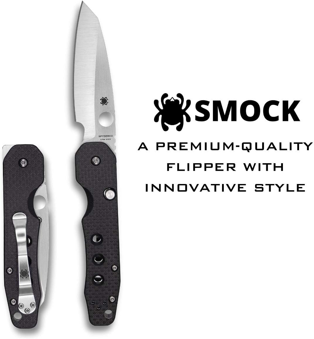Spyderco Smock Folding Pocket Knife with 3' CPM S30V Steel Blade and Carbon Fiber/G-10 Laminate Handle - EDC Knife for Men and Women, Perfect for Hunting, Tactical, Camping - PlainEdge - C240CFP