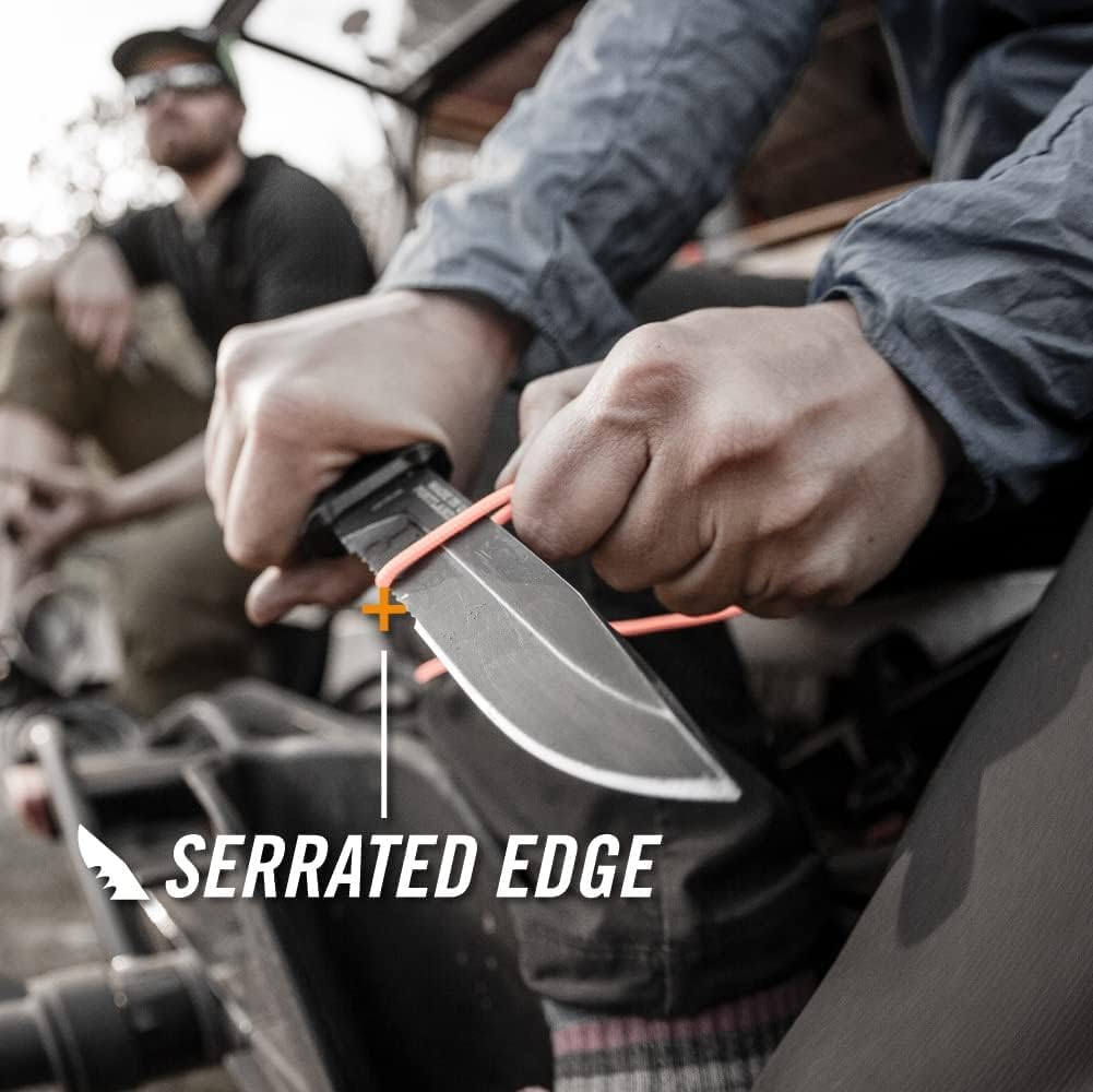 Gerber Gear StrongArm - Fixed-Blade Camping & Hunting Knife with Striking Pommel & Sheath - Premium Survival Gear - Made in USA - Coyote Brown, Serrated Edge