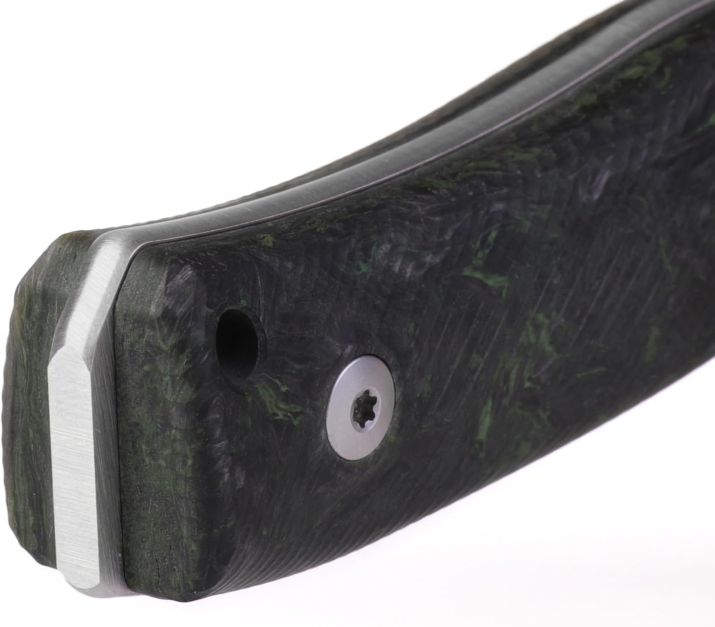 LionSTEEL M4 Fixed Blade FatCarbon Glow in the Dark Carbon Fiber Handle Scales, Full Extended Tang Construction, M390 Steel Blade, Triple Stitched Leather Sheath, KAVISO Exclusive