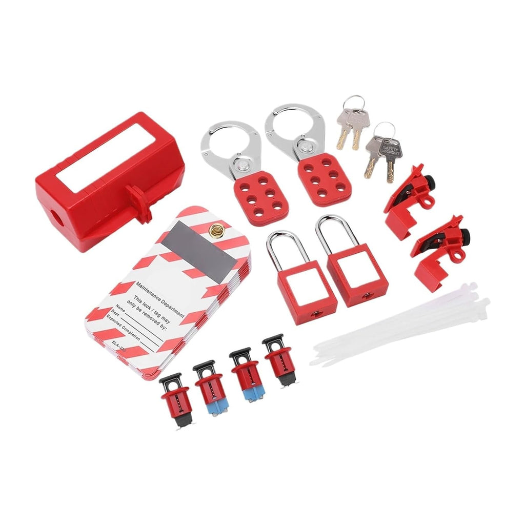 Electrical Circuit Breaker Lockout Tagout Kit Safty Padlock Loto Tags Hasps Set for Industrial Lock Out Station