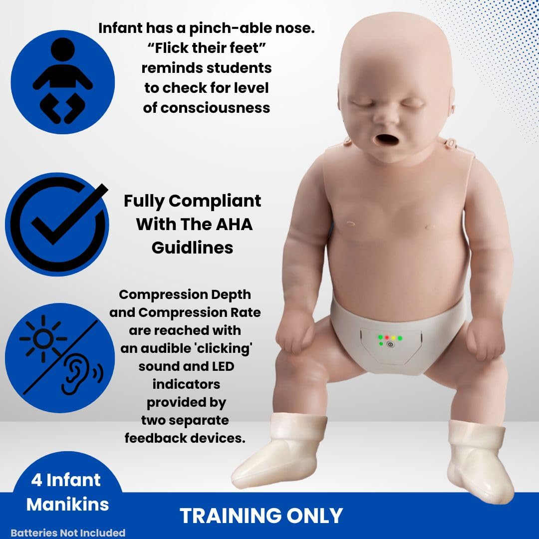 PRESTAN CPR Manikin and One Infant CPR Manikin Training Kit w/AED Trainers and Accessories, Medium Tone, MCR Medical