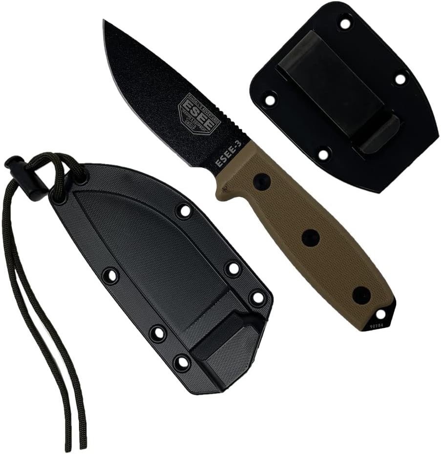 ESEE Knives 3P Fixed Blade Knife with Molded Polymer Sheath