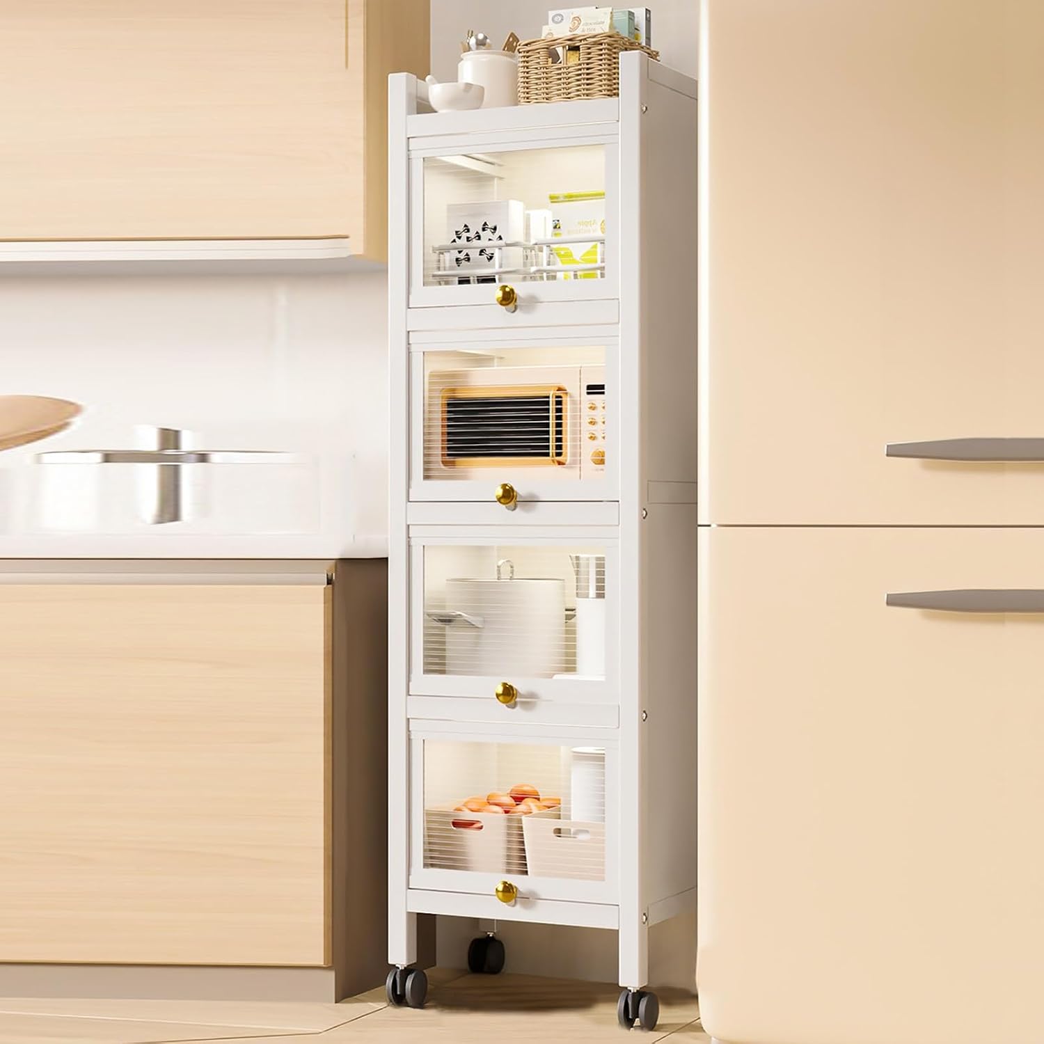 Kitchen Pantry Storage Cabinet Coffee Bar Cabinet with Drawer, Kitchen Storage Cabinet, Kitchen Baker's Rack with Flip Door Cabinet, Kitchen Pantry Storage Rack (Co