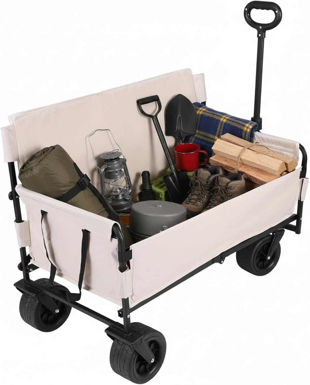 Collapsible Heavy Duty Wagon with Big Wheels Large Capacity Collapsible Wagon Cart for Groceries Garden Sport