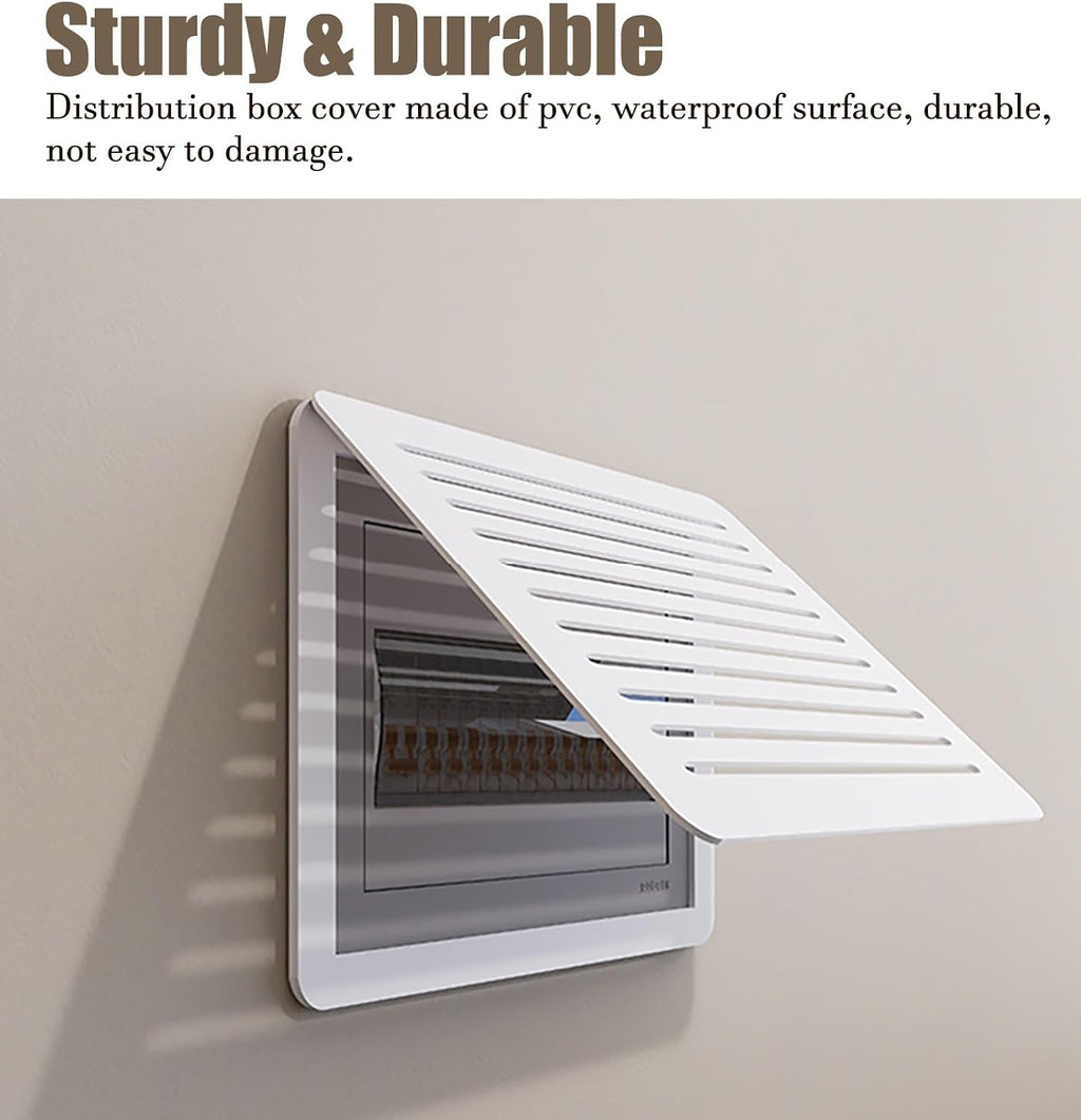 Electrical Panel Cover Flip-Open Electric Meter Box Cover Ventilated White, Wall-Mounted Fuse Box Cover with Traceless Nails, Stylish Circuit Breaker Panel for Indoor Use(Style2,WXH-34 x 24CM-13.4x9.5