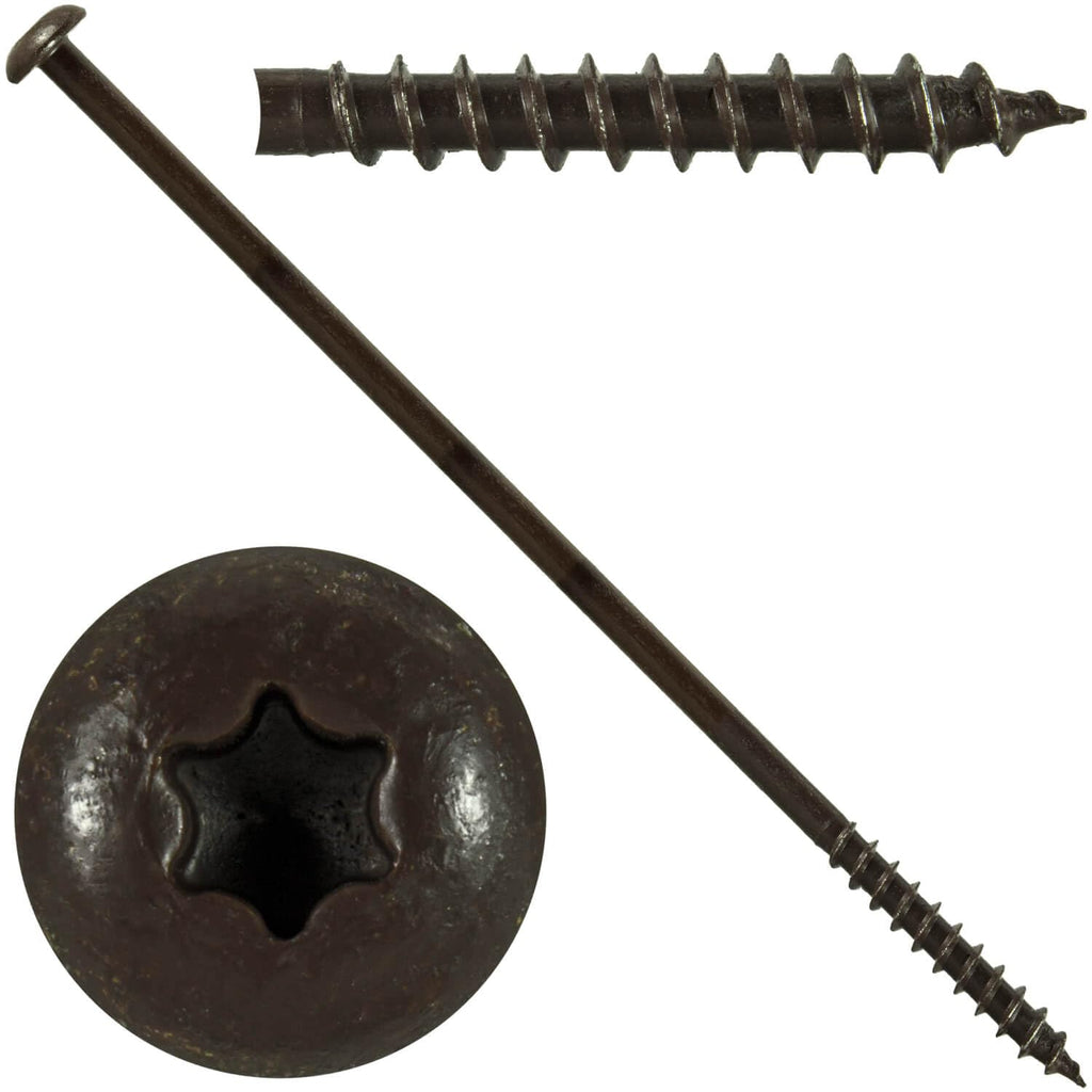 Jake Sales #14 x 7 Coated Torx/Star Drive Gutter Screws - Brown Exterior Coated Fasteners - for Fastening Gutters to Wood - Torx/Star T-30 Drive Head (Full Box - 650 Screws)
