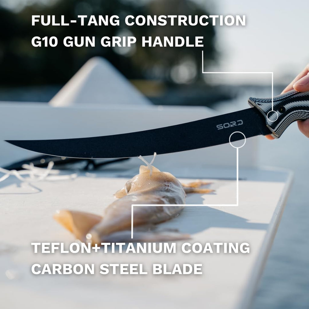 SORD Fillet Knife - 5-9' Filet Knives For Fish - Razor Sharp Boning Knife - Saltwater and Freshwater Fishing - Includes Kydex Sheath - Full Tang Blades | G10 Non Slip Grip | Corrosion Resistant