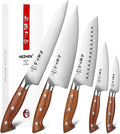 HEZHEN Knife Set,5 Piece Kitchen Chef Knife Set, German High Carbon Stainless Steel Ultra Sharp Chef Santoku Slicing Utility Paring Knives Sets, Ergonomic Full Tang Handle Cooking Cutlery Set Gift
