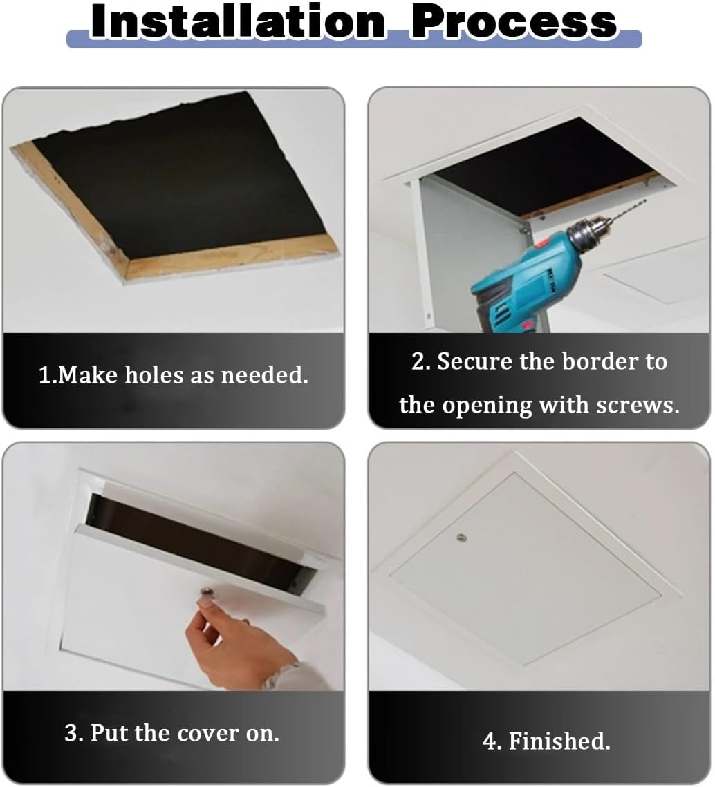 Access Cover Panel, Thicken 1mm Aluminum Alloy Access Doors for Drywall and Ceiling with Screwdriver Latch, Wall Hole Cover Decorative Hidden, White(32x32in(800x800mm))