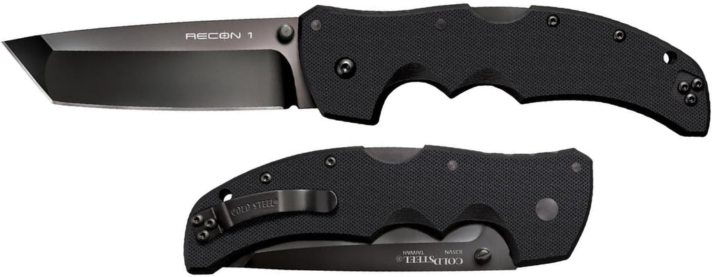 COLD STEEL Recon 1 4' S35VN Razor-Sharp Blade 5.375' G-10 Handle Tactical Folding Knife w/Tri-Ad Lock, Ambidextrous Pocket/Belt Clip